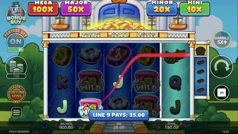 Piggy Mansion — naudas savākšana ar savācēja simbolu